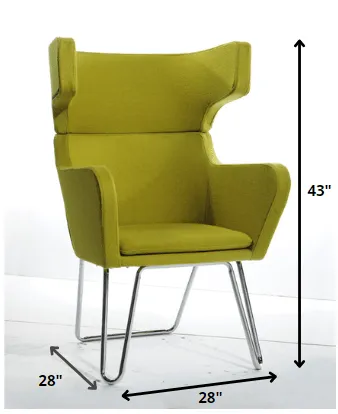 43" Green Fabric  Wool  And Polyester Lounge Chair