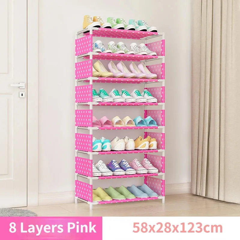 4/6/8-layer Shoe Organizer Stackable Canvas Rack for Home