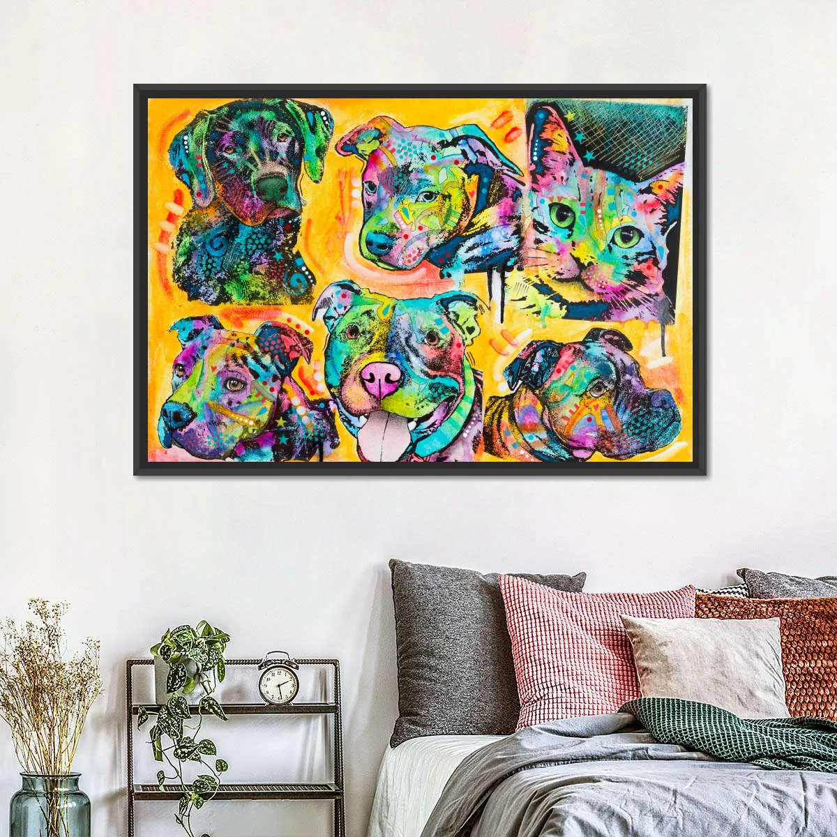 5 Dogs And A Cat Wall Art