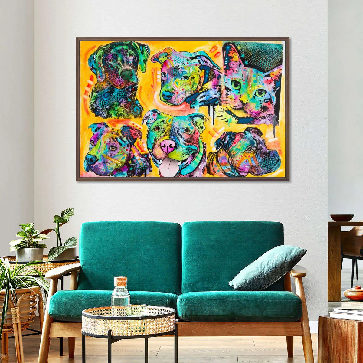 5 Dogs And A Cat Wall Art