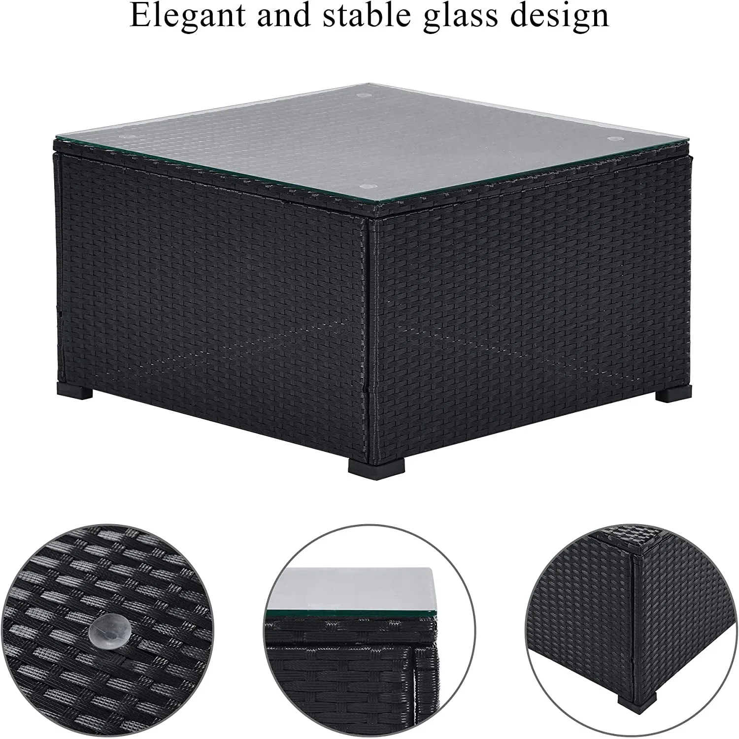 5-Piece: Patio Rattan PE Wicker Furniture Corner Sofa Set