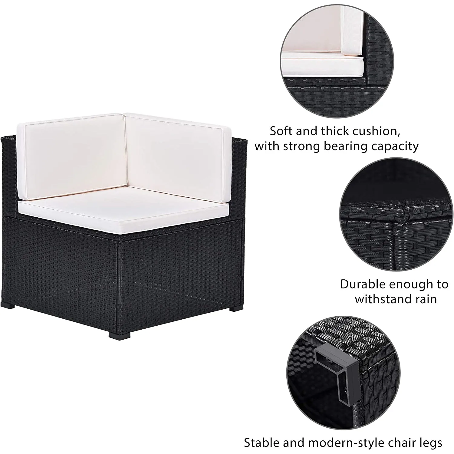 5-Piece: Patio Rattan PE Wicker Furniture Corner Sofa Set