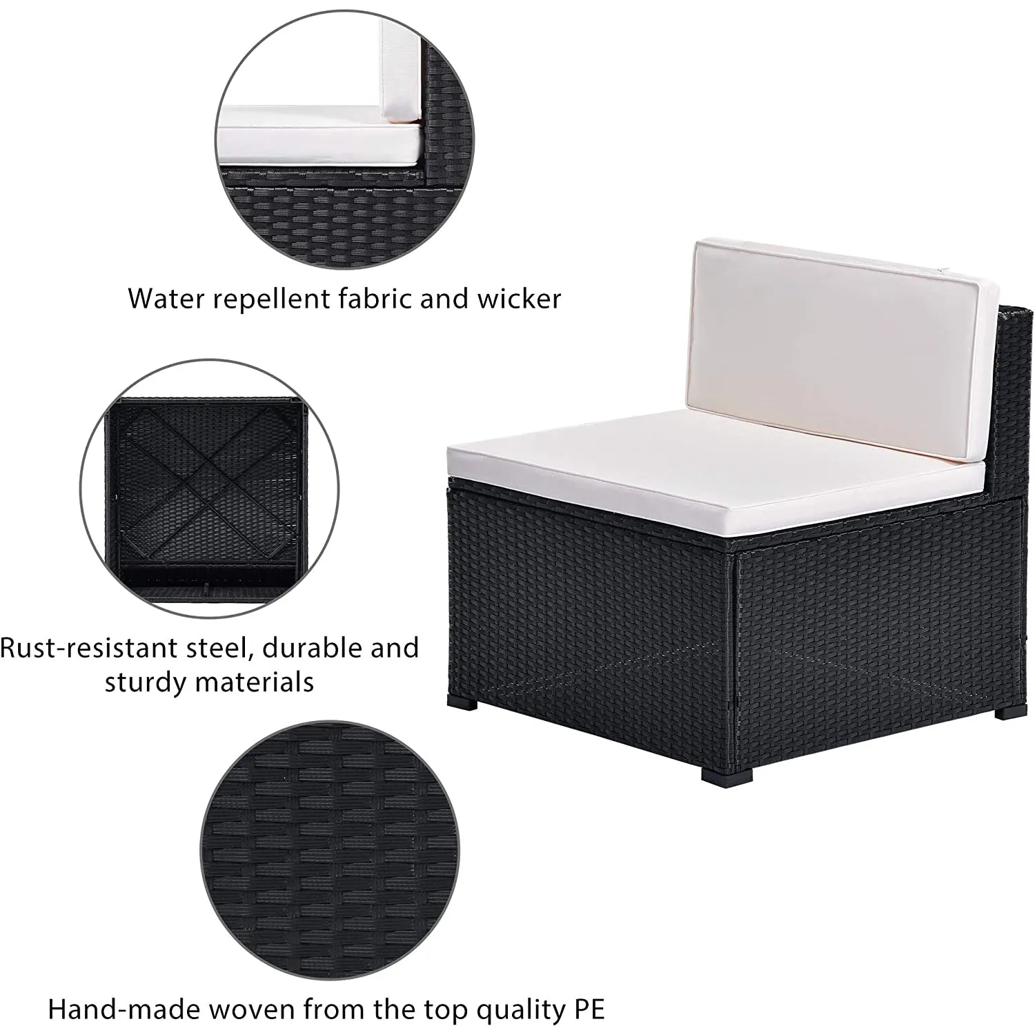 5-Piece: Patio Rattan PE Wicker Furniture Corner Sofa Set