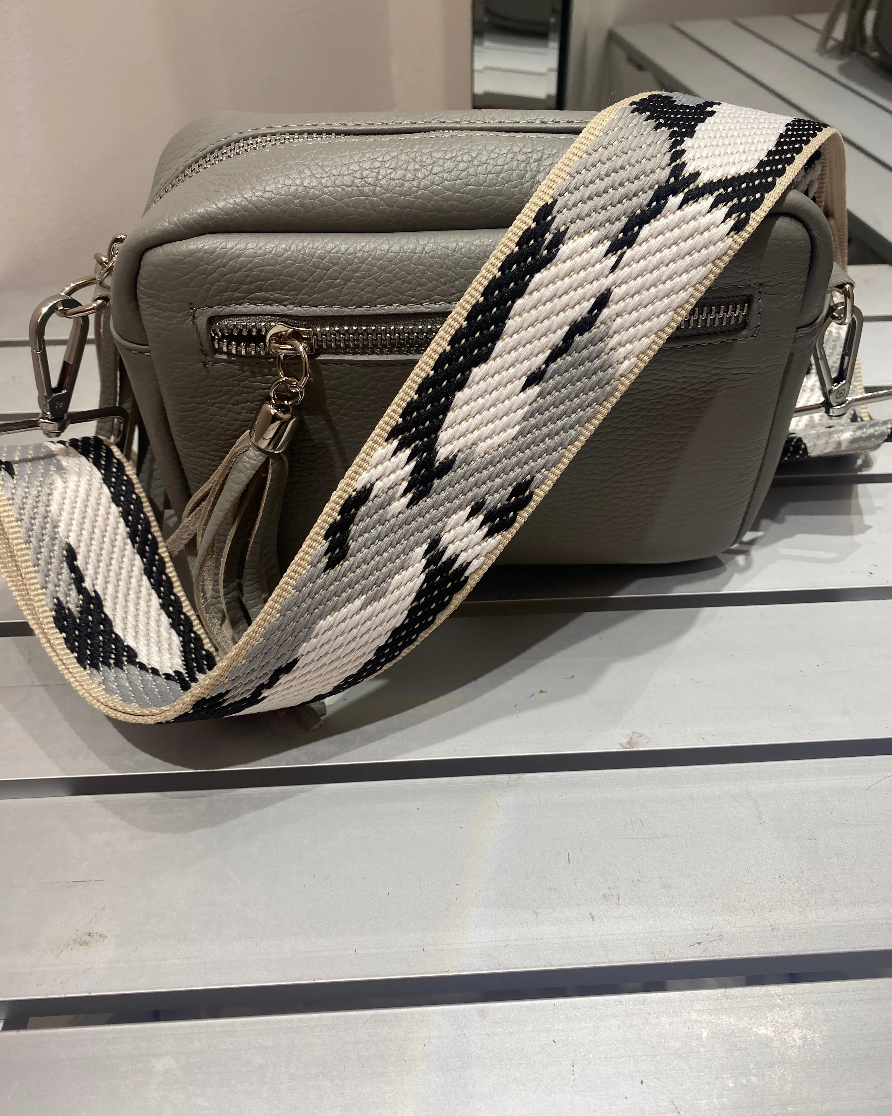 Alison Leather Camera Bag - Light Grey