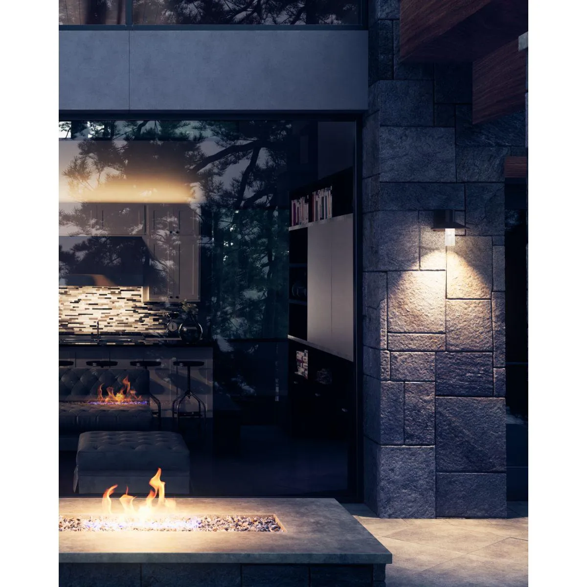 Ash 8 In. LED Hi-Output Outdoor Wall Sconce 1189 Lumens 2700K Surge Protection Bronze Finish Clear Cylinder