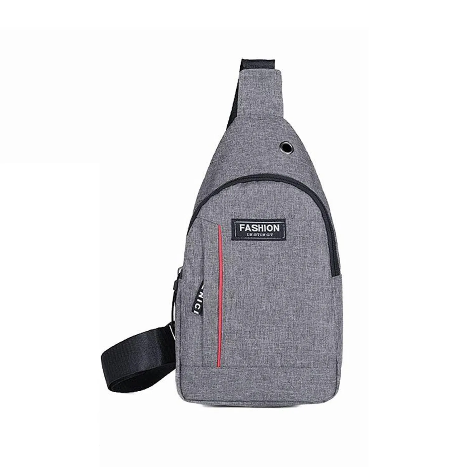 Casual Grey Sling Bag for Men – Waist Pack with USB Charging