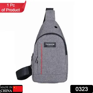 Casual Grey Sling Bag for Men – Waist Pack with USB Charging