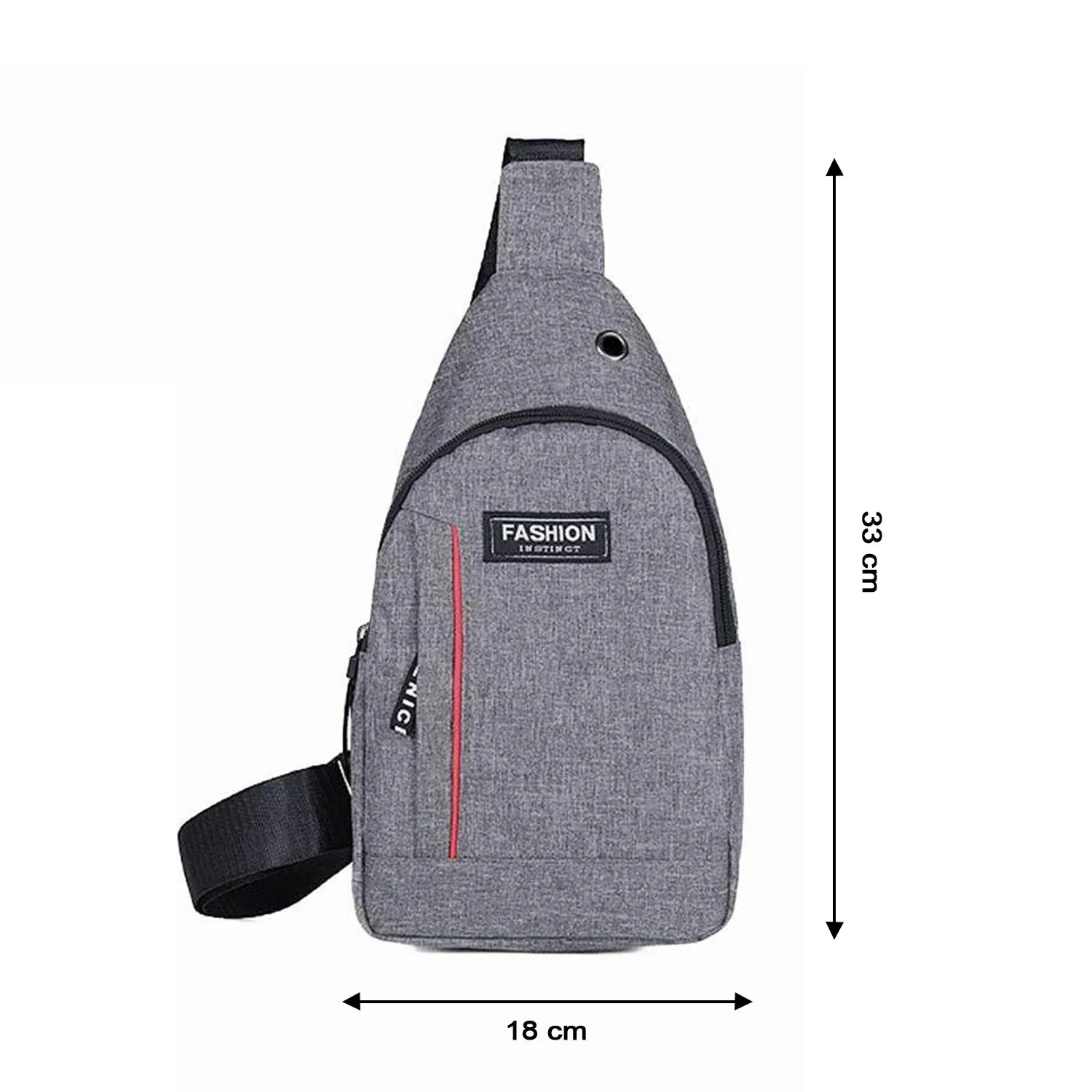 Casual Grey Sling Bag for Men – Waist Pack with USB Charging