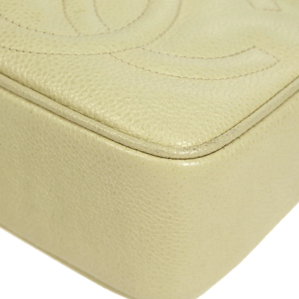 CHANEL 1994-1996 Triple CC Camera Bag Small Ivory Caviar 17405