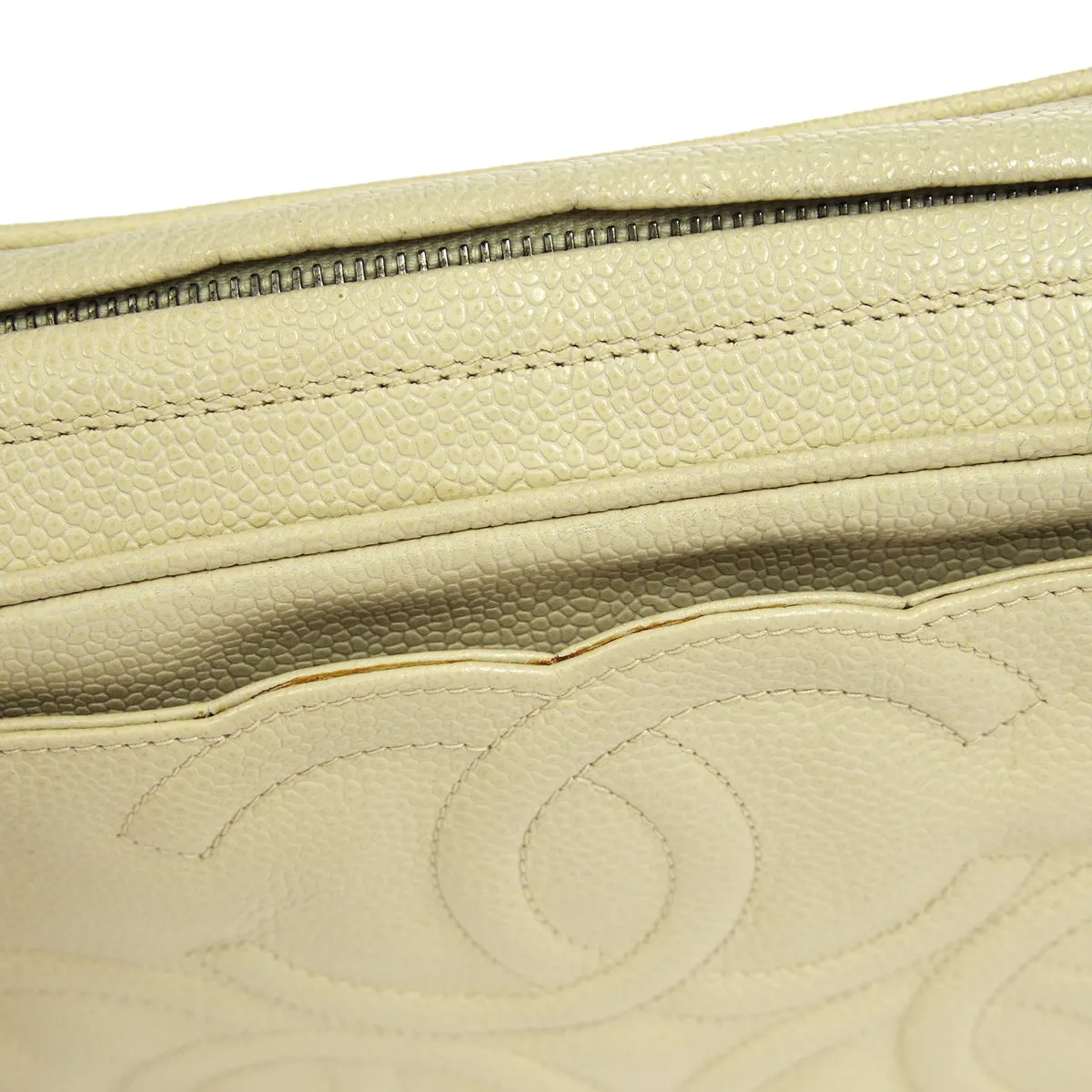 CHANEL 1994-1996 Triple CC Camera Bag Small Ivory Caviar 17405