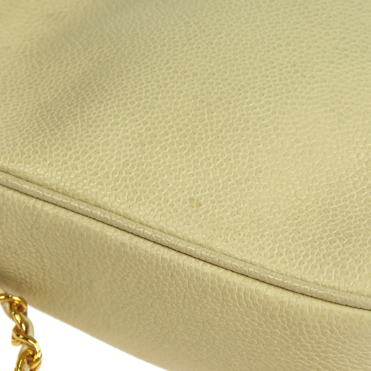 CHANEL 1994-1996 Triple CC Camera Bag Small Ivory Caviar 17405