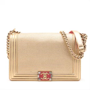 Chanel Boy Chanel 28   Chain Shoulder Bag Gold Gold  18 A92193