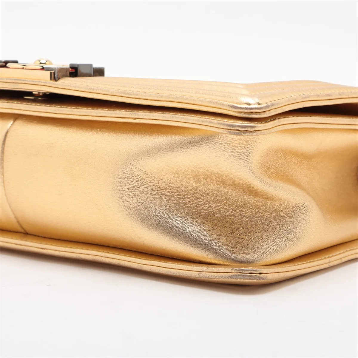 Chanel Boy Chanel 28   Chain Shoulder Bag Gold Gold  18 A92193