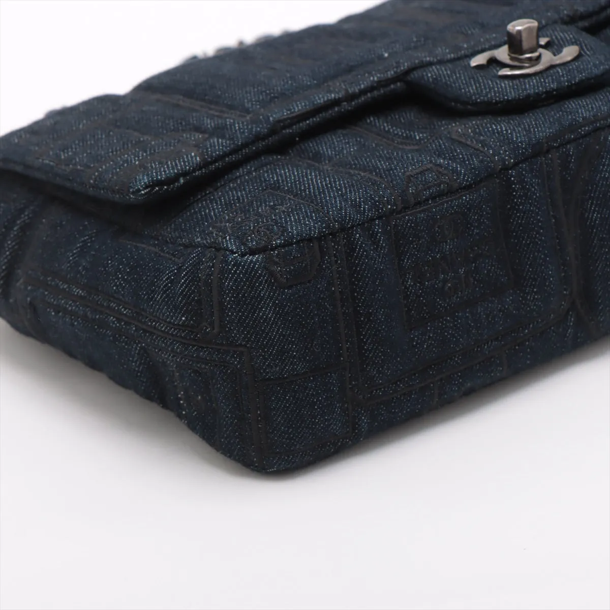 Chanel Coca-Cola Denim Single Flap Double Chain Bag Blue Gummetal Gold