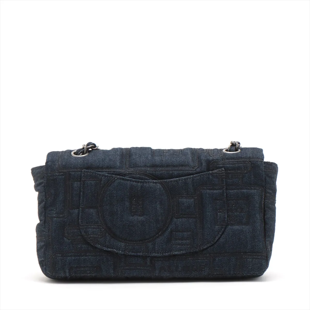 Chanel Coca-Cola Denim Single Flap Double Chain Bag Blue Gummetal Gold