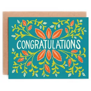 Congratulations Folk Floral Greeting Card