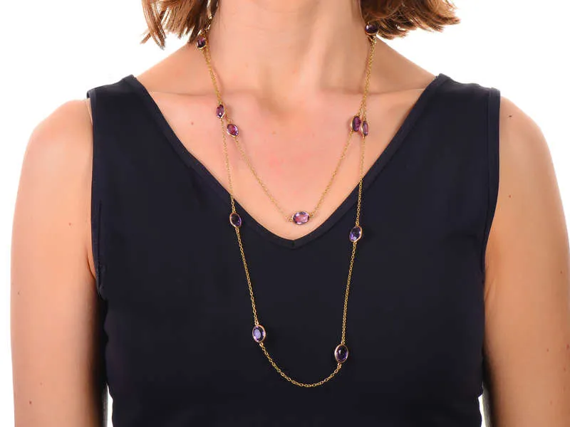 Draped in Gems - Art Deco Amethyst Gold Chain