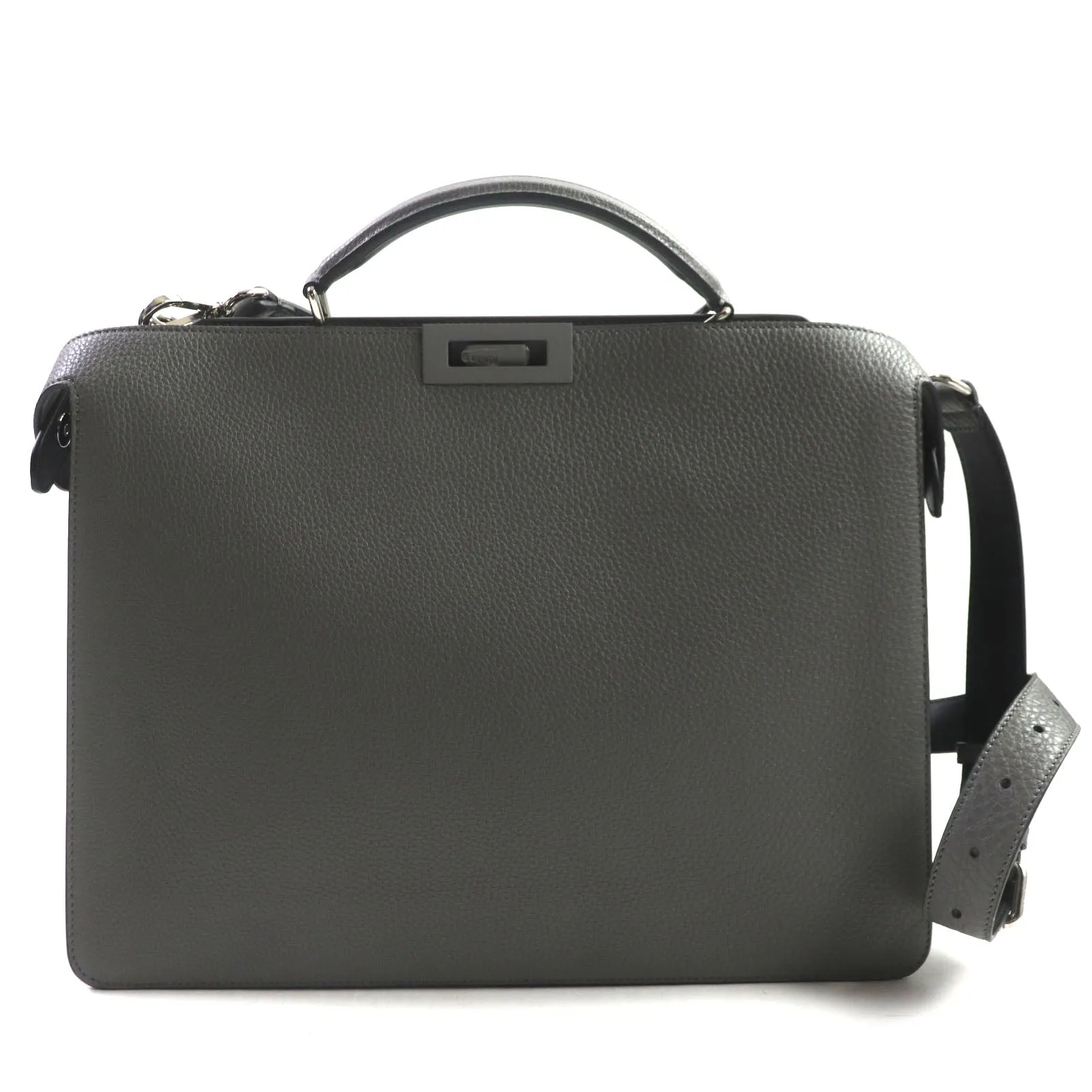 FENDI Briefcase leather Gray black 7VA529 Peekaboo ISee Medium
