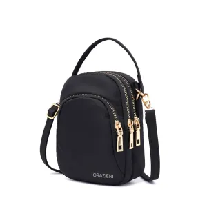 GRAZIENI Nylon Crossbody Sling Bag - Black