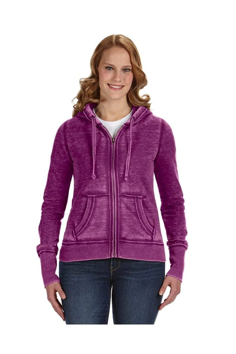 J America JA8913: Ladies' Zen Full-Zip Fleece Hood
