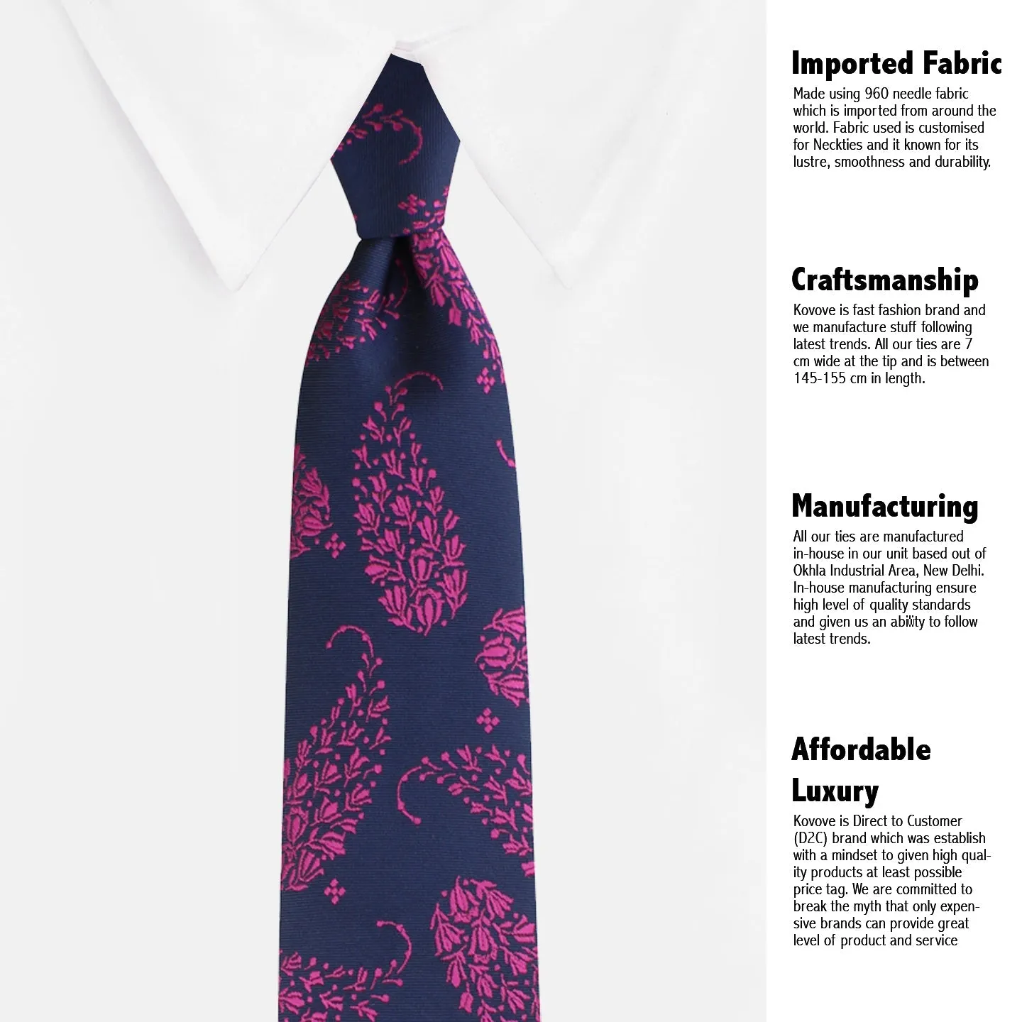 Kovove Blue Floral Necktie and Pocket Square Gift Box