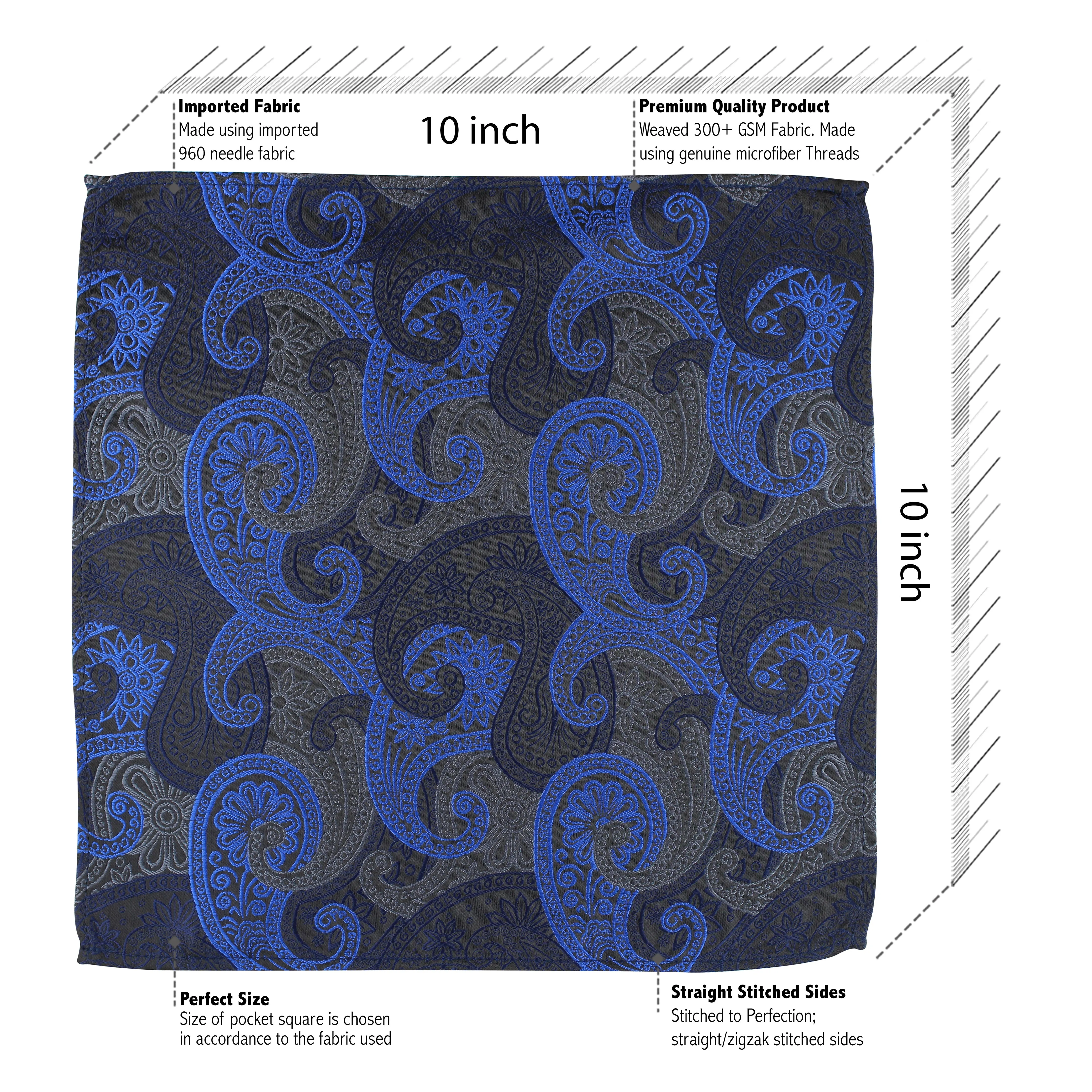 Kovove The Paisley Fever Blue Pocket Square For Men