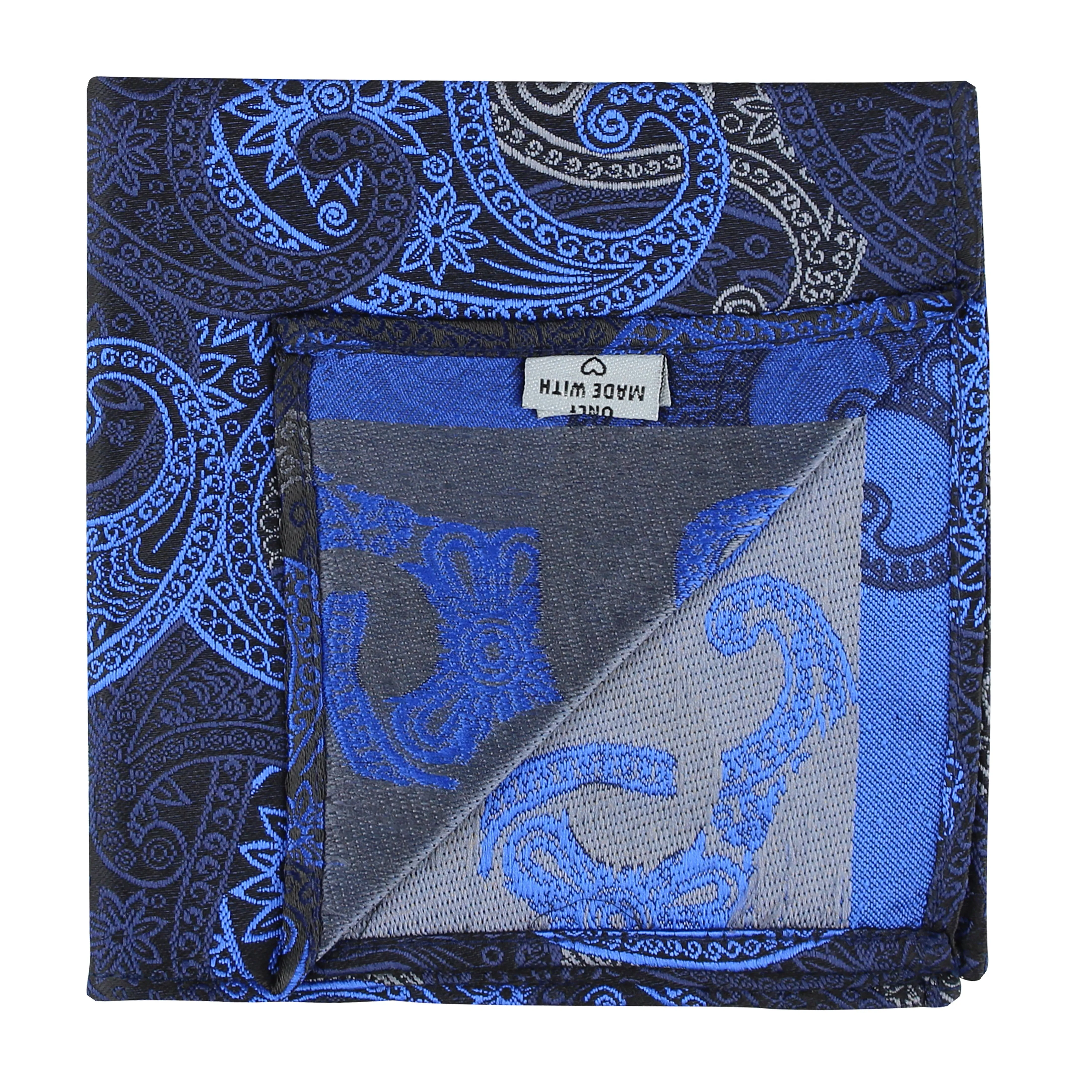 Kovove The Paisley Fever Blue Pocket Square For Men