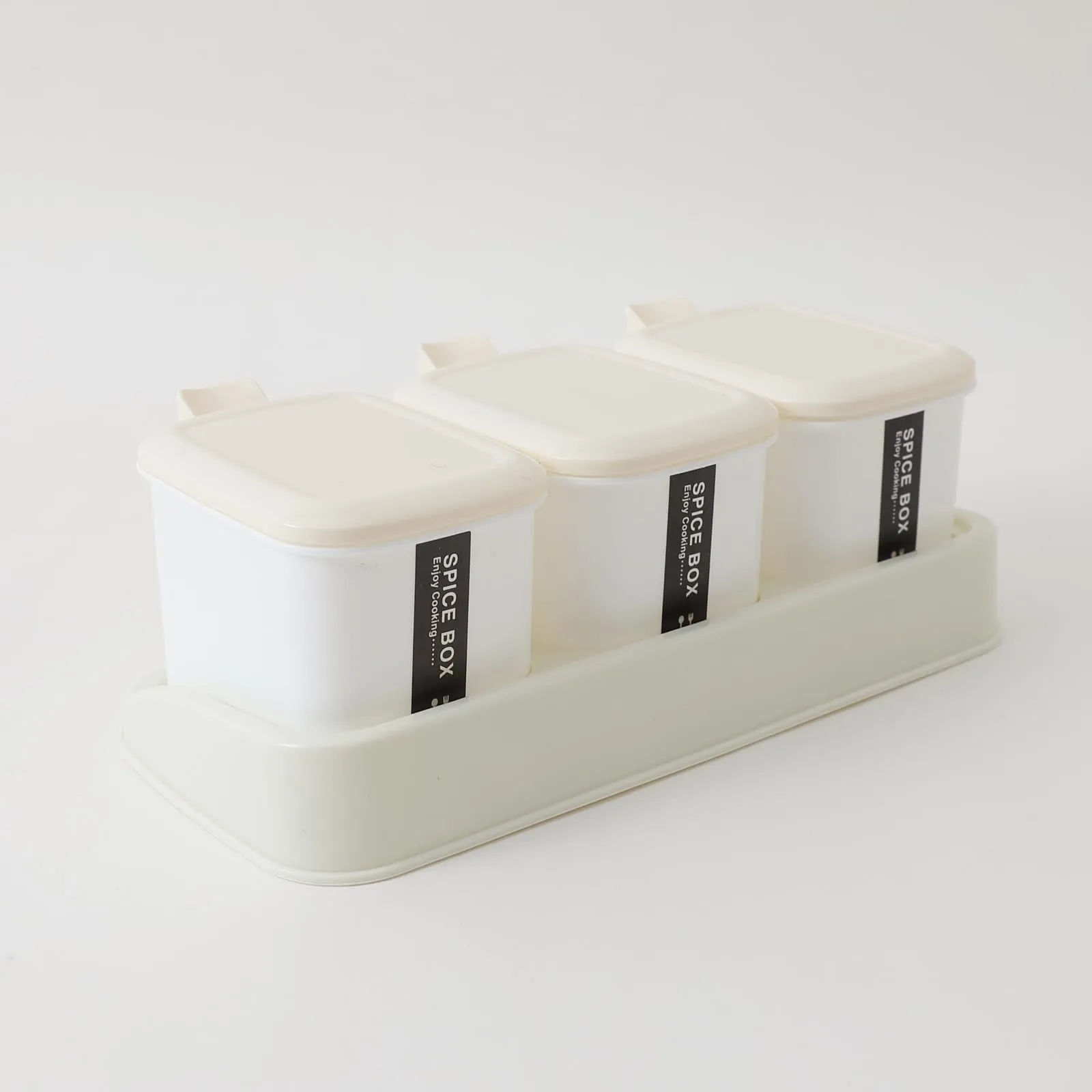 Kuber Industries Storage Jar | Kitchen Spice Organizer | 3 Compartment Spice Box | Masala Dani for Countertop | Kitchen Slabs Organizer | Multipurpose Containers | 909-1WH | White