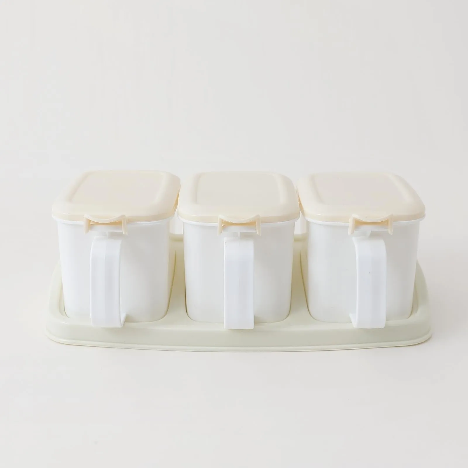 Kuber Industries Storage Jar | Kitchen Spice Organizer | 3 Compartment Spice Box | Masala Dani for Countertop | Kitchen Slabs Organizer | Multipurpose Containers | 909-1WH | White