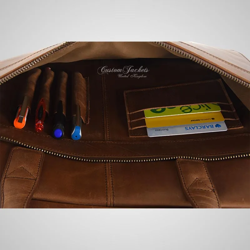 Laptop Bag Tan Vintage Leather Briefcase Shoulder Messenger Bag