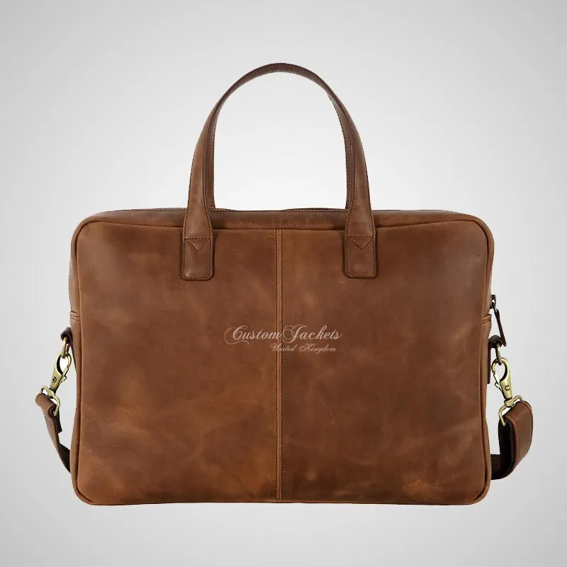 Laptop Bag Tan Vintage Leather Briefcase Shoulder Messenger Bag