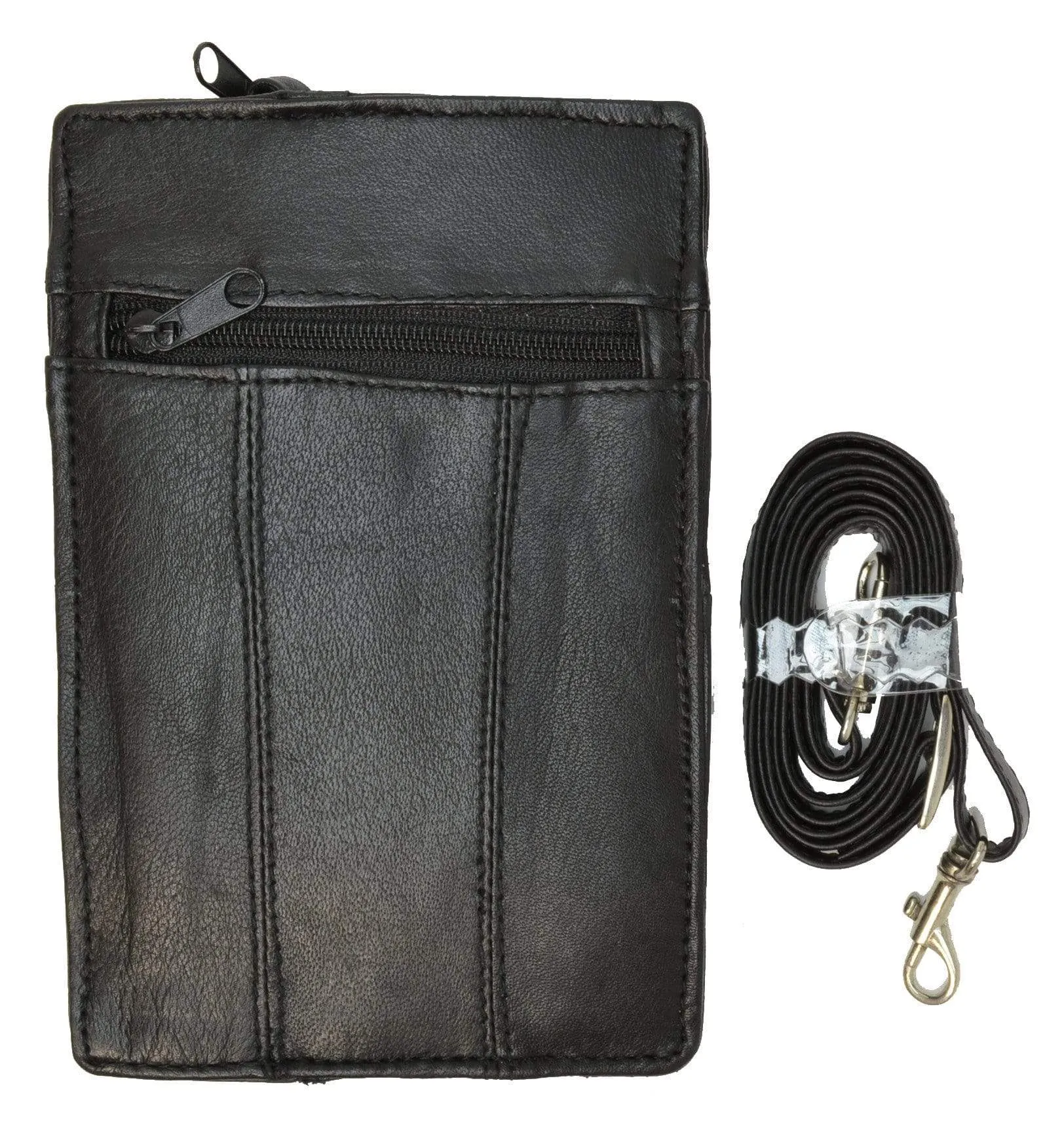 Large Genuine Leather Men Women Travel Wallet with Wrist Strap 107 (C)