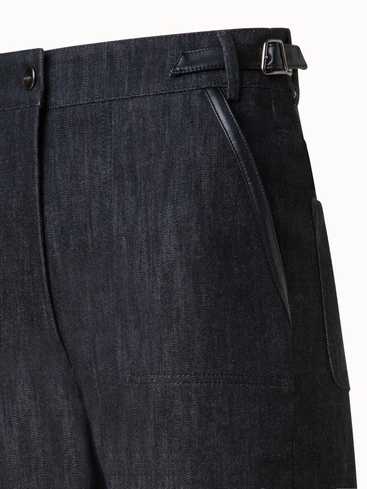 Long Bermuda Pants in Cotton Denim Stretch