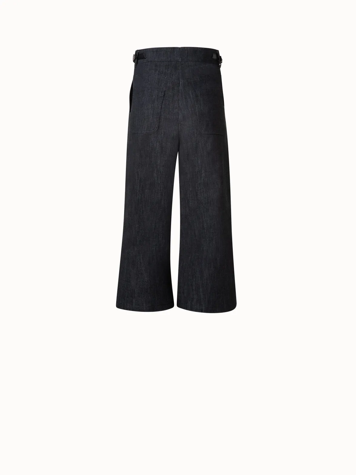 Long Bermuda Pants in Cotton Denim Stretch