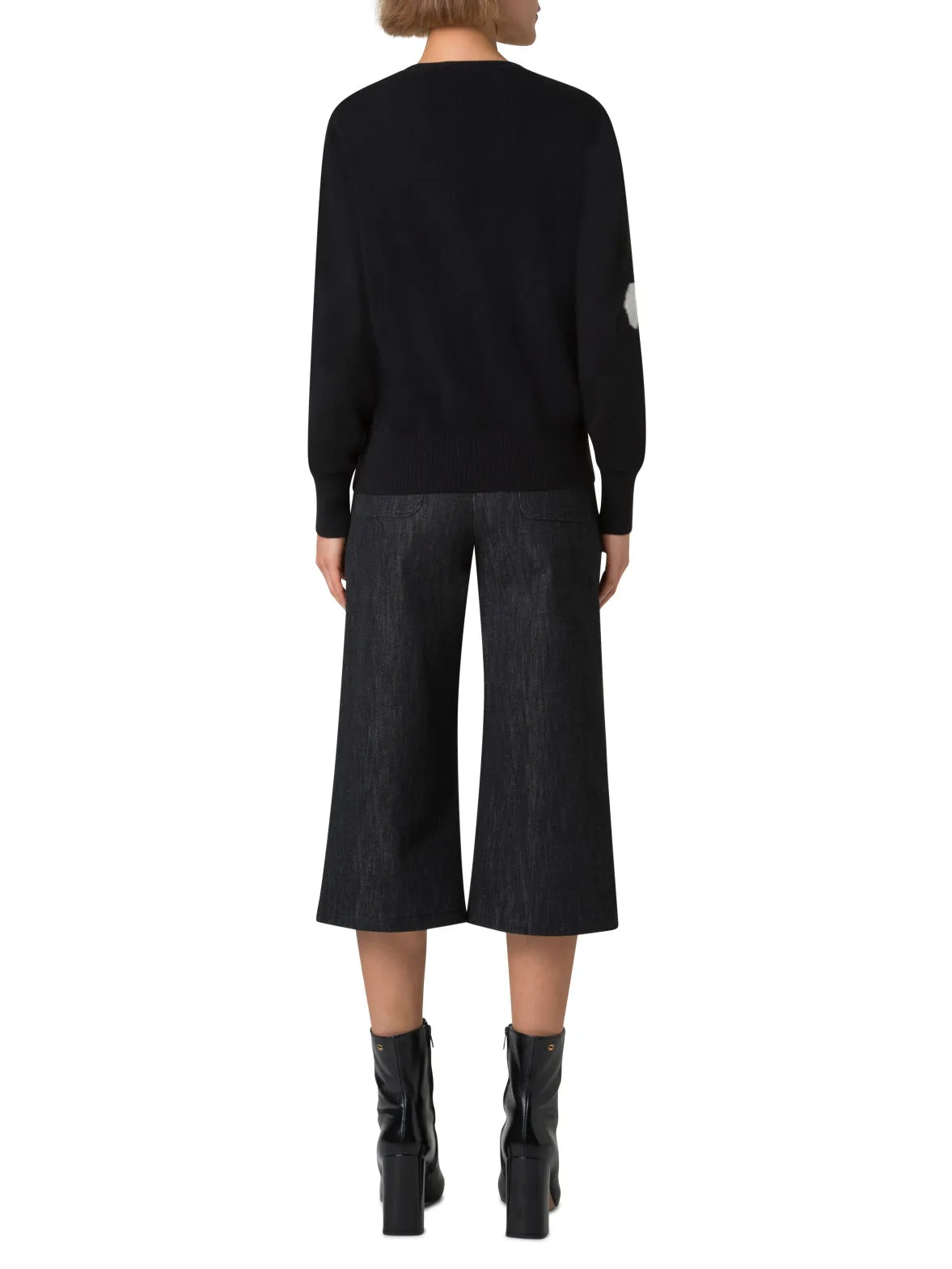 Long Bermuda Pants in Cotton Denim Stretch