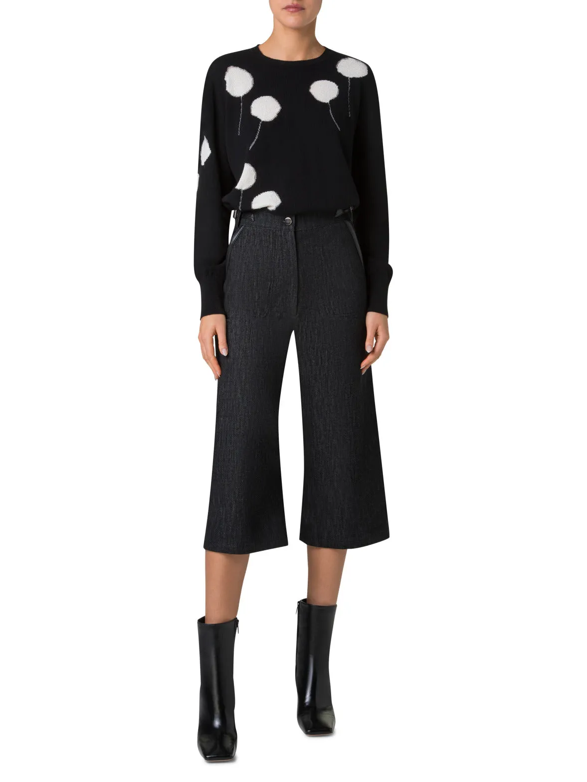 Long Bermuda Pants in Cotton Denim Stretch