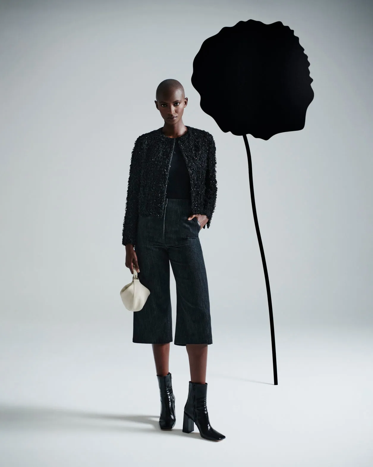Long Bermuda Pants in Cotton Denim Stretch