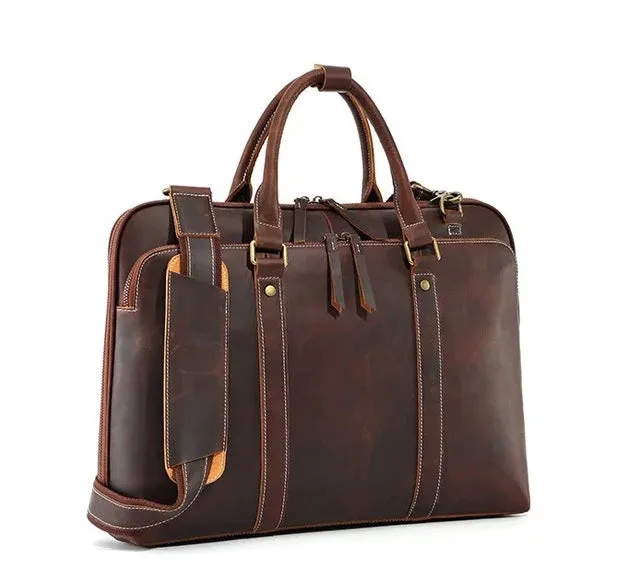 Men's Leather  Briefcase Portfolio Messenger Bag Highend Vintage