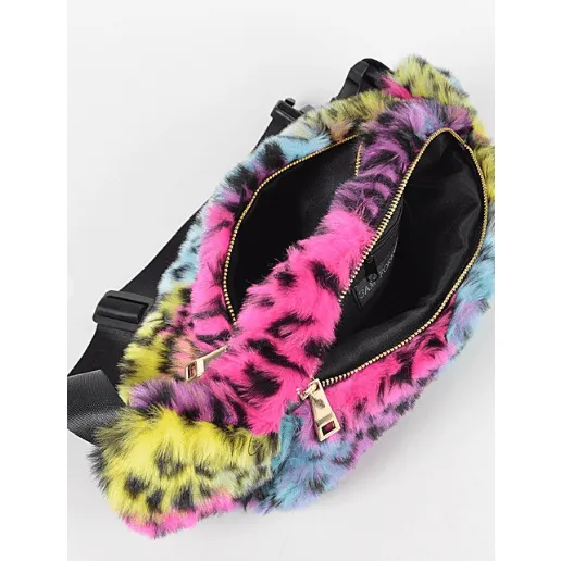 Multi Color Leopard Print Plushy Fanny Pack