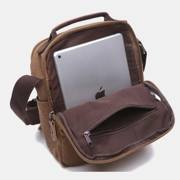 Retro Canvas Messenger Bag Multifunctional Business Crossbody Bag for Men