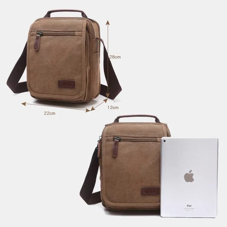 Retro Canvas Messenger Bag Multifunctional Business Crossbody Bag for Men