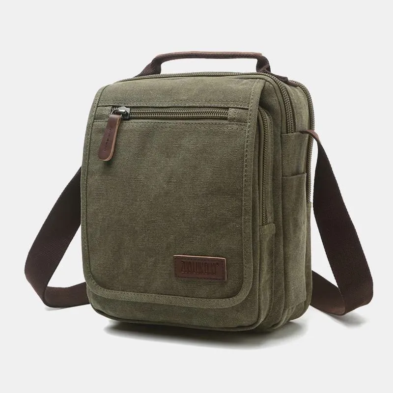 Retro Canvas Messenger Bag Multifunctional Business Crossbody Bag for Men