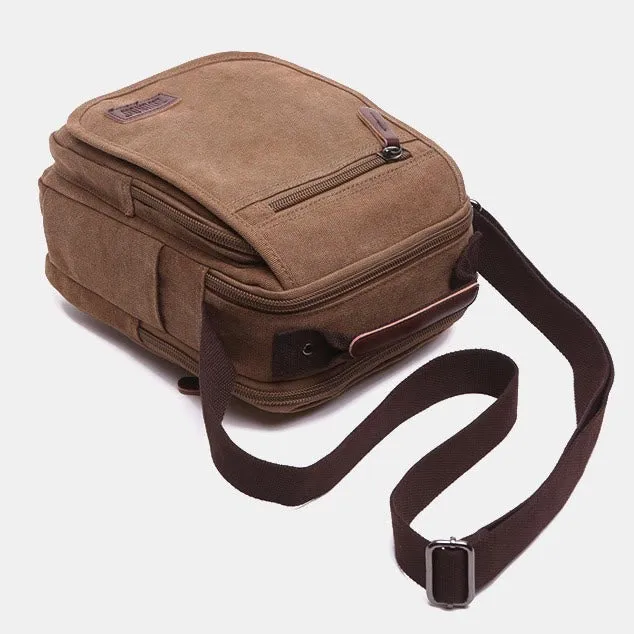 Retro Canvas Messenger Bag Multifunctional Business Crossbody Bag for Men
