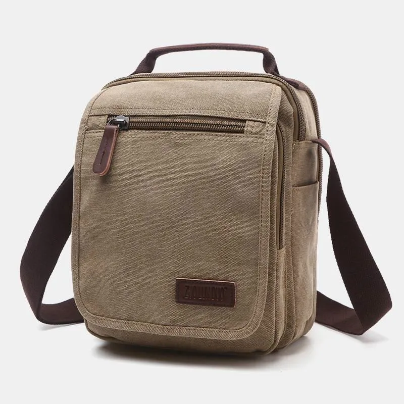 Retro Canvas Messenger Bag Multifunctional Business Crossbody Bag for Men