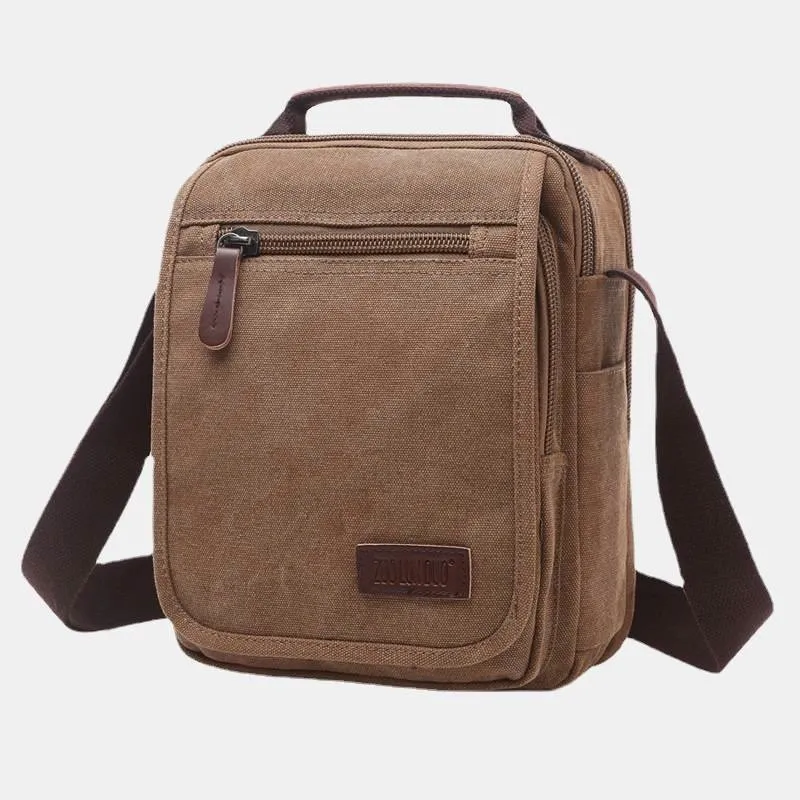 Retro Canvas Messenger Bag Multifunctional Business Crossbody Bag for Men
