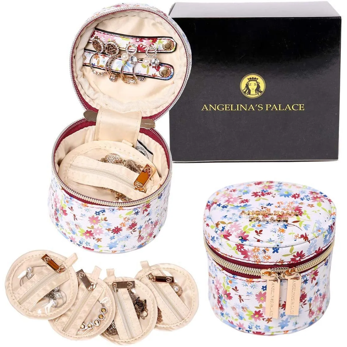 Round Jewelry Case Blossom Wine