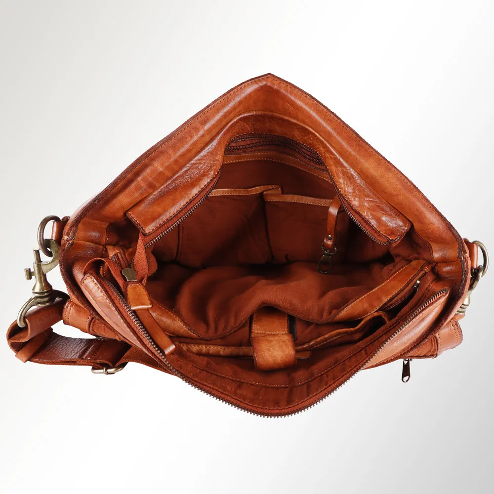 Spaghetti Western Swc408Tan Briefcase Vintage Handmade Drum Dyed Genuine European Cowhide Leather Women Bag Western Handbag Purse