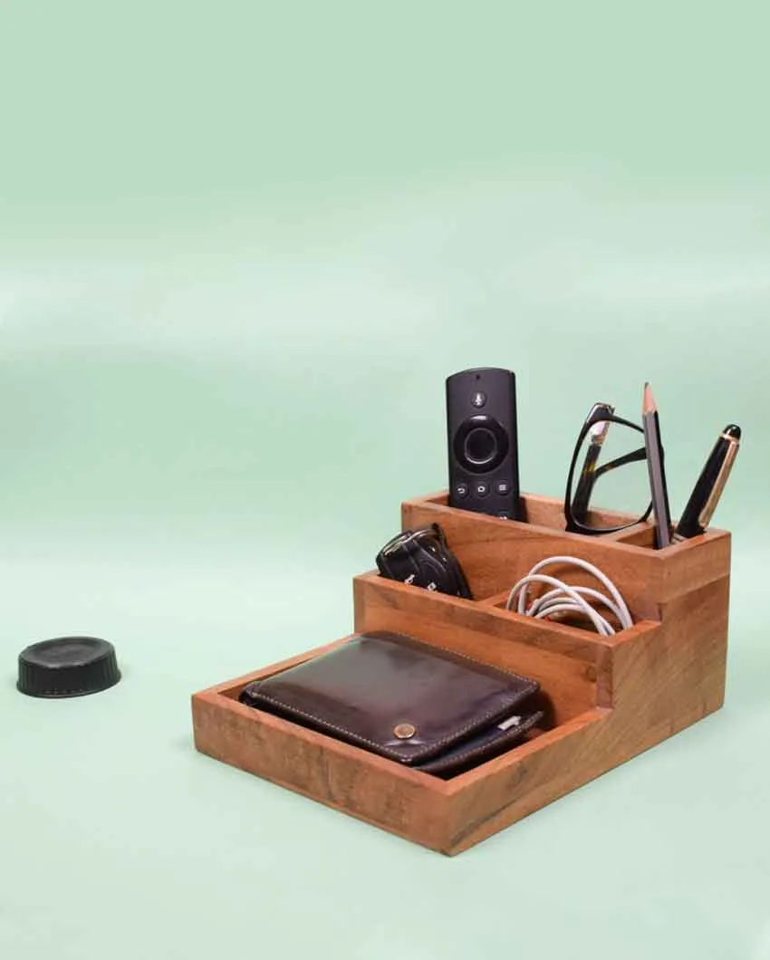 Staircase Acacia Wood Organizer | 8 x 6.5 x 3.5 inches