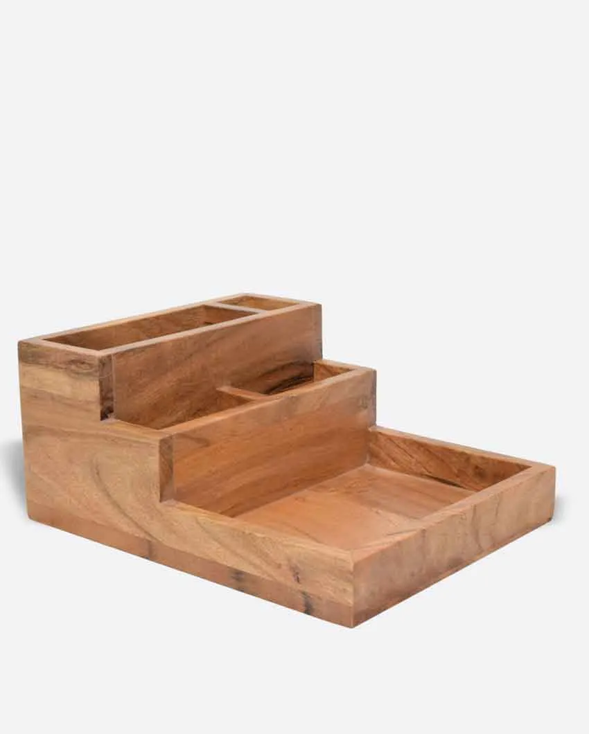 Staircase Acacia Wood Organizer | 8 x 6.5 x 3.5 inches
