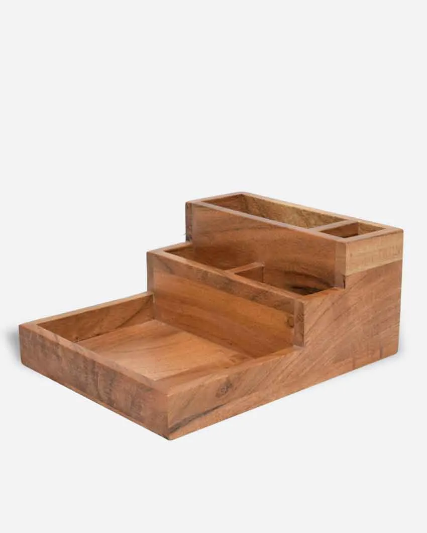 Staircase Acacia Wood Organizer | 8 x 6.5 x 3.5 inches